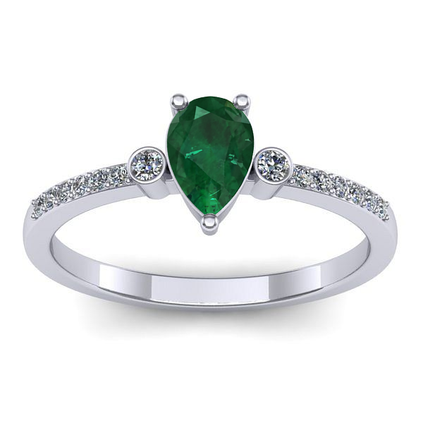 Inel logodna cu smarald lacrima