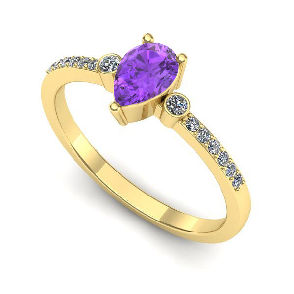 Inel din aur galben cu ametist