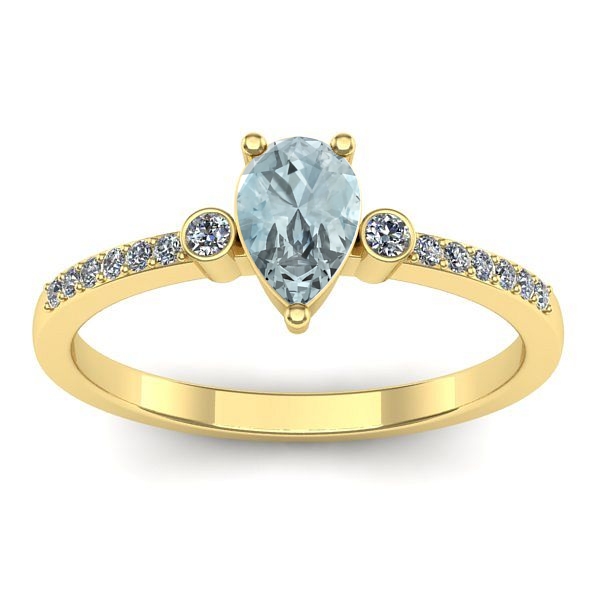Inel logodna cu aquamarin lacrima