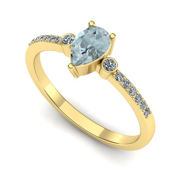 Inel de logodna din aur galben cu aquamarin