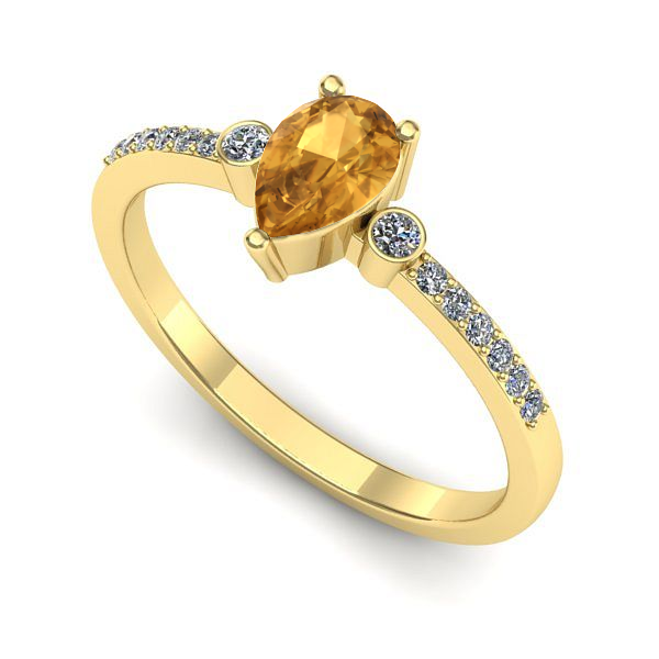 Inel de logodna din aur galben cu citrin