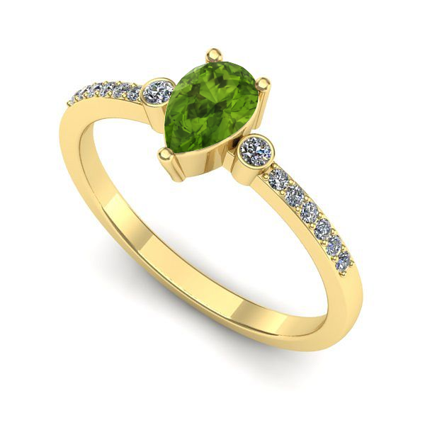 Inel logodna din aur galben cu peridot