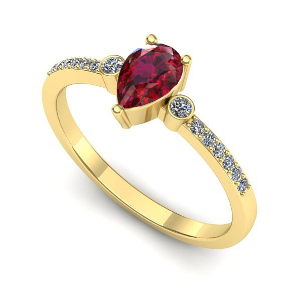 Inel de logodna din aur galben cu rubin