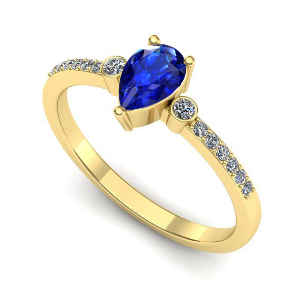 Inel de logodna din aur galben cu safir