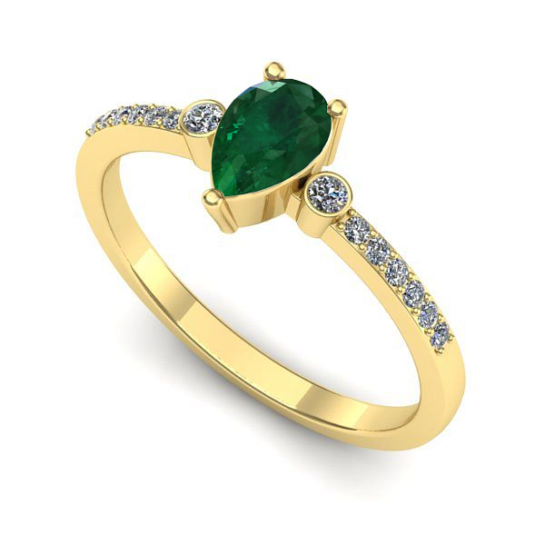 Inel logodna din aur galben cu smarald