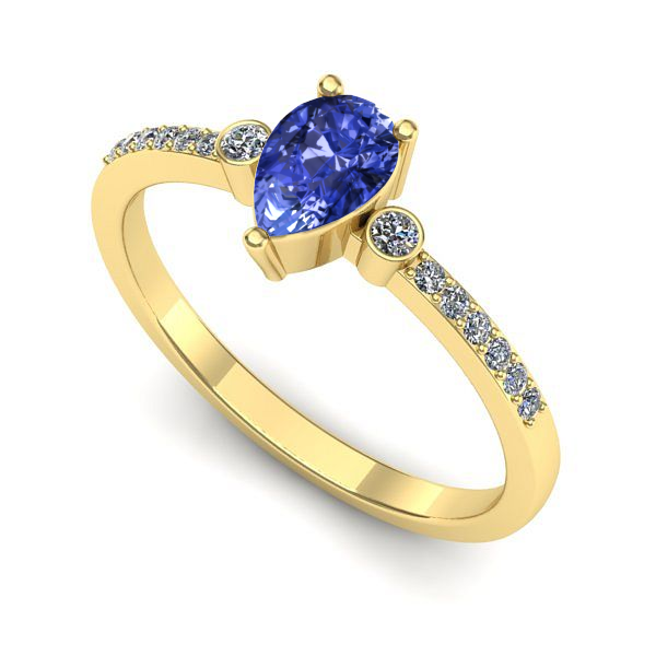 Inel logodna din aur galben cu tanzanit
