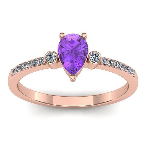 Inel de logodna cu ametist lacrima