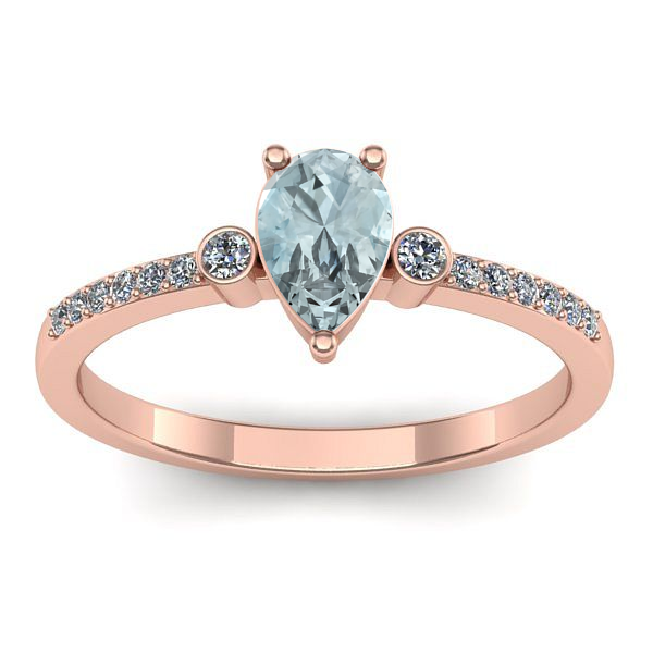 Inel logodna cu aquamarin lacrima