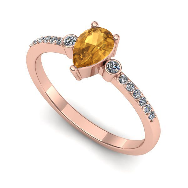 Inel logodna din aur roz cu citrin