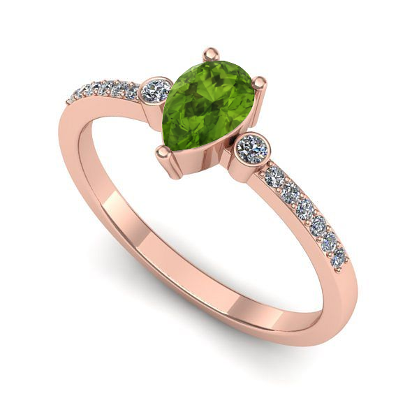 Inel logodna din aur roz cu peridot