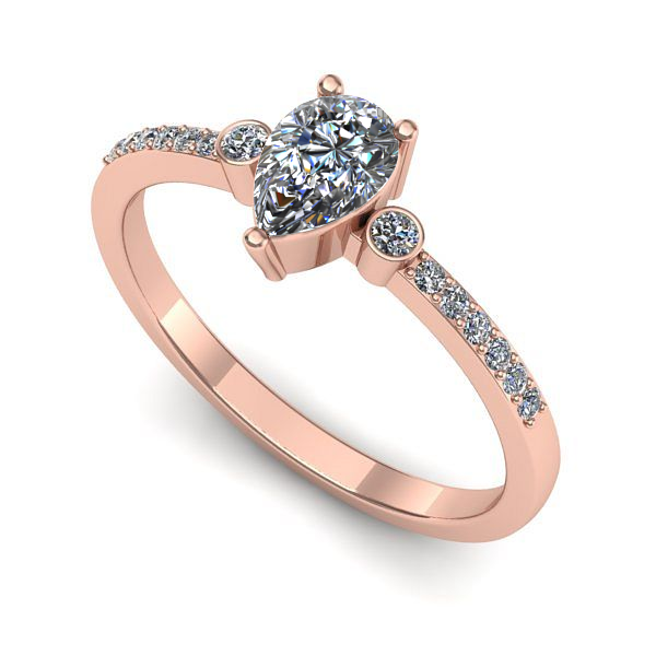 Inel din aur roz cu safir alb