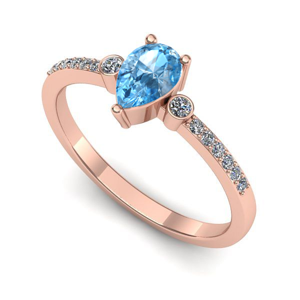 Inel din aur roz cu topaz blue