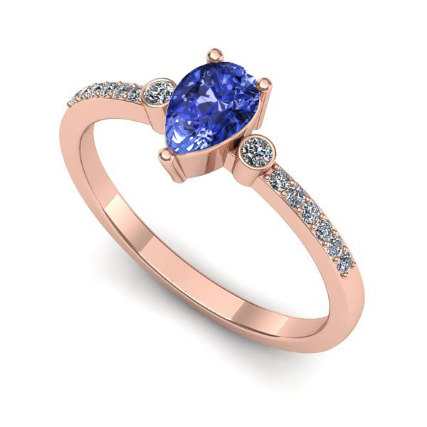 Inel din aur roz cu tanzanit