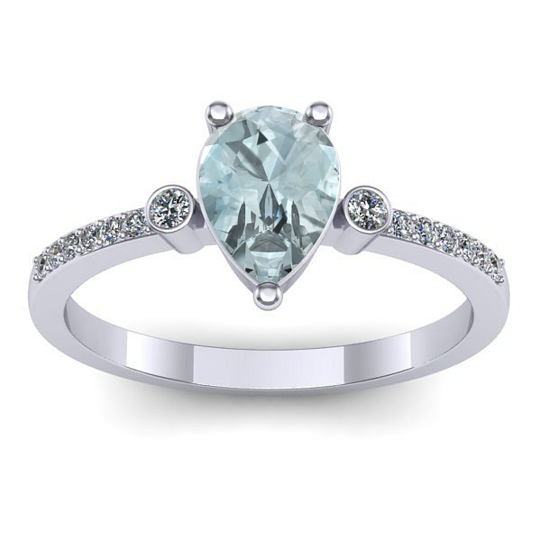 Inel de logodna cu aquamarin lacrima