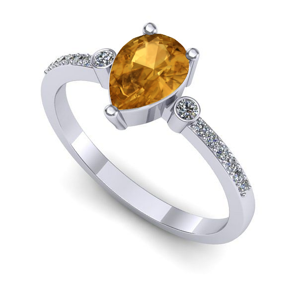 Inel din aur alb cu citrin