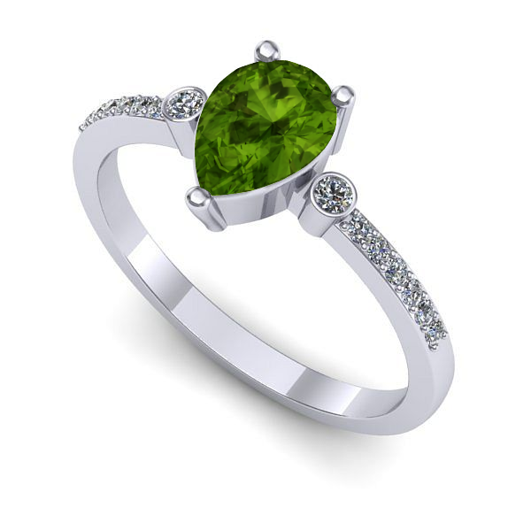 Inel din aur alb cu peridot