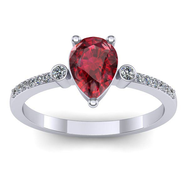 Inel logodna cu rubin lacrima