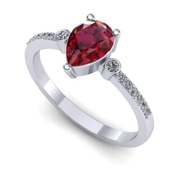 Inel de logodna din aur alb cu rubin