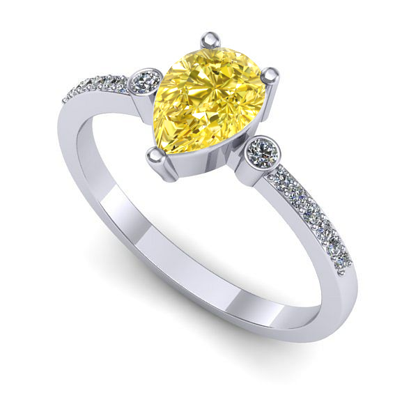 Inel logodna din aur alb cu safir galben