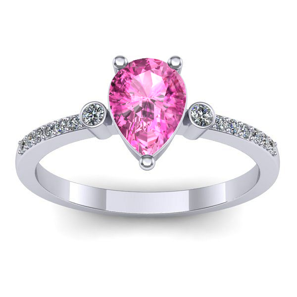 Inel logodna cu safir roz lacrima