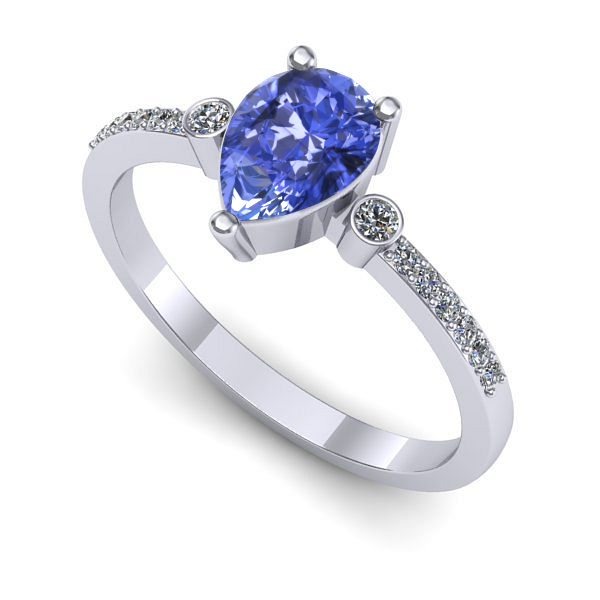 Inel de logodna din aur alb cu tanzanit