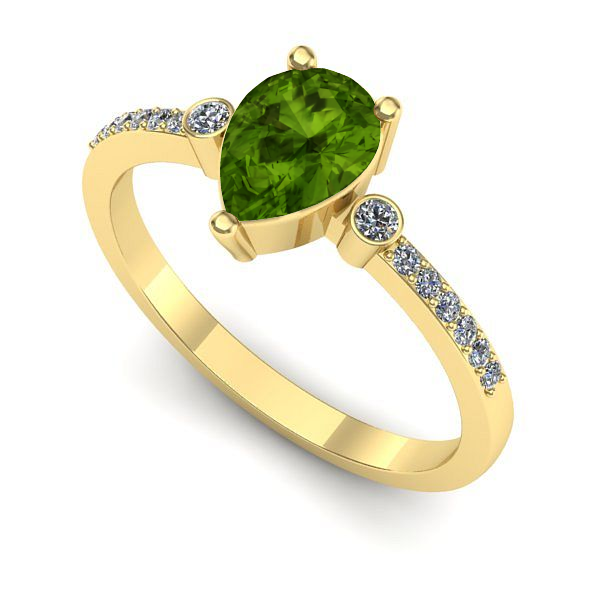 Inel logodna din aur galben cu peridot