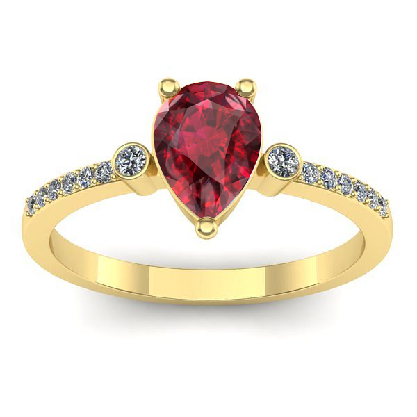 Inel logodna cu rubin lacrima