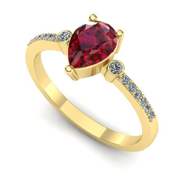 Inel logodna din aur galben cu rubin
