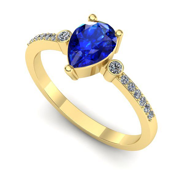 Inel de logodna din aur galben cu safir