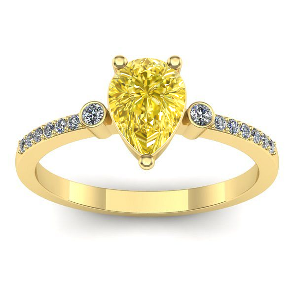 Inel logodna cu safir galben lacrima