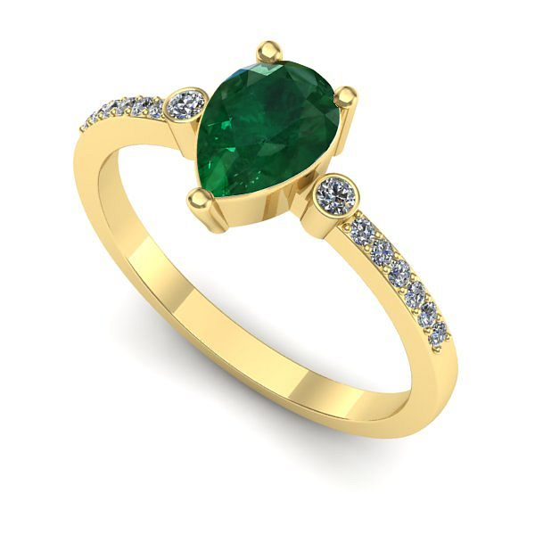 Inel de logodna din aur galben cu smarald