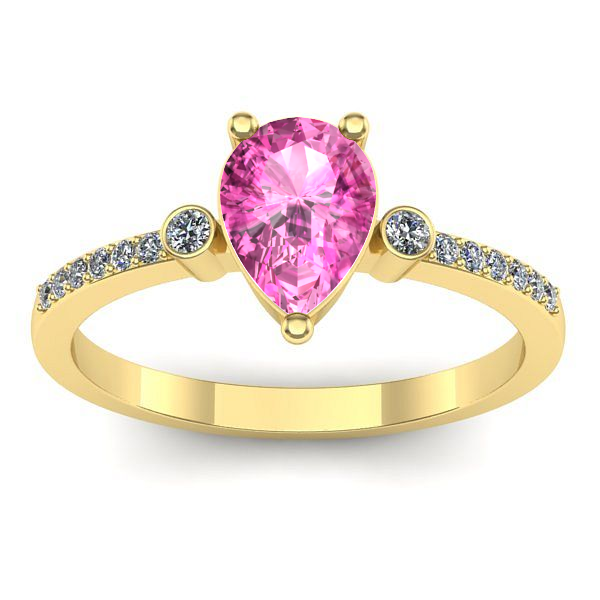 Inel logodna cu safir roz lacrima