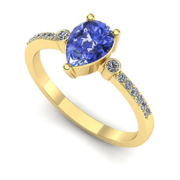 Inel logodna din aur galben cu tanzanit