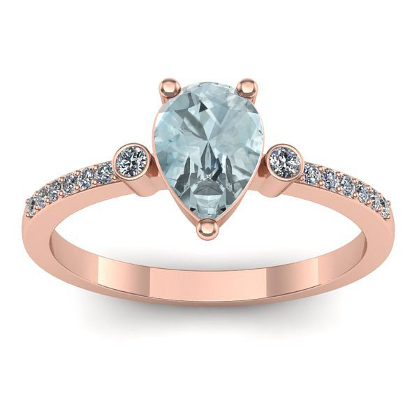 Inel logodna cu aquamarin lacrima