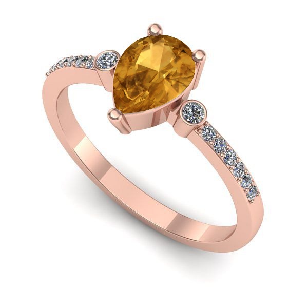 Inel din aur roz cu citrin