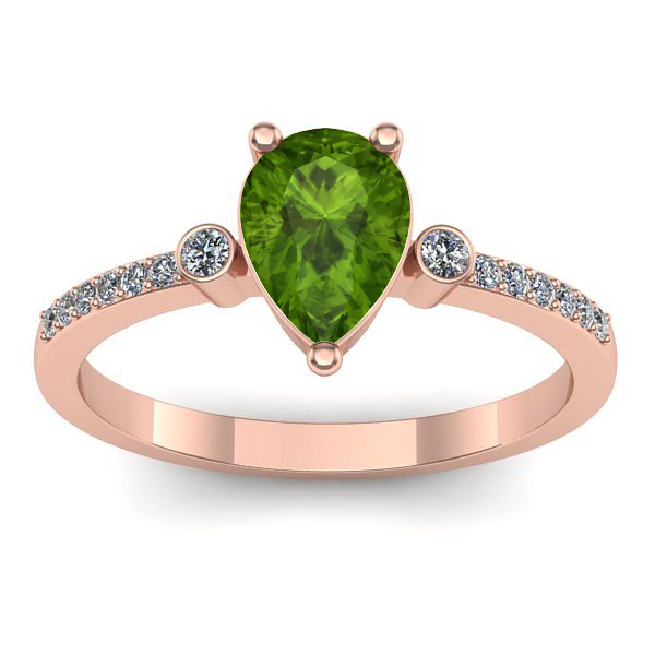 Inel de logodna cu peridot lacrima