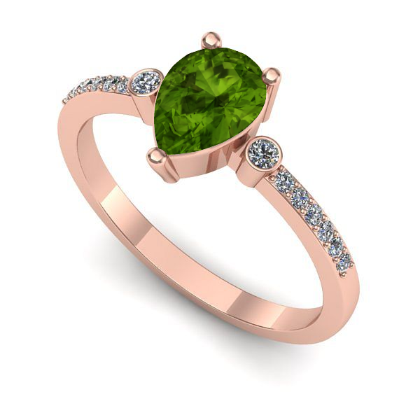 Inel din aur roz cu peridot