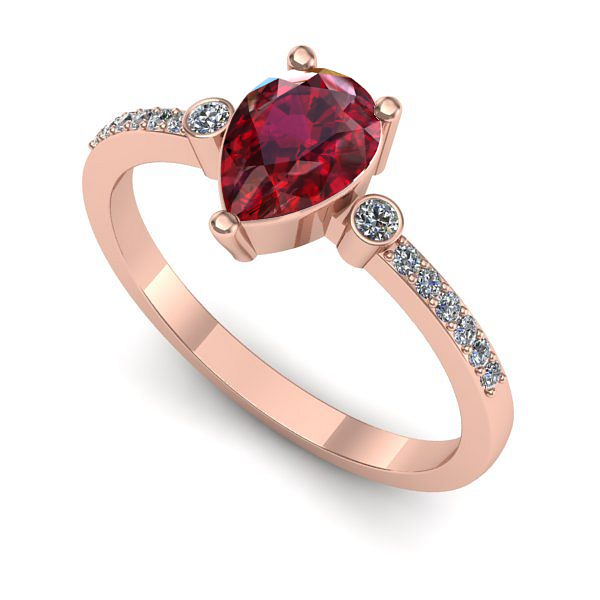 Inel de logodna din aur roz cu rubin