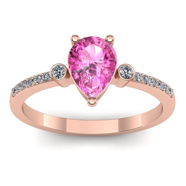 Inel de logodna cu safir roz lacrima
