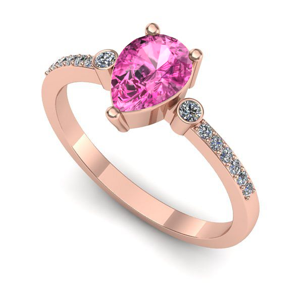 Inel din aur roz cu safir roz