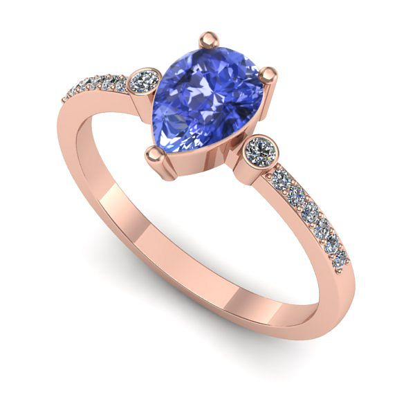 Inel de logodna din aur roz cu tanzanit