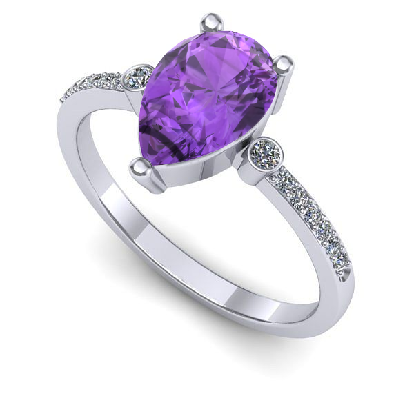 Inel din aur alb cu ametist