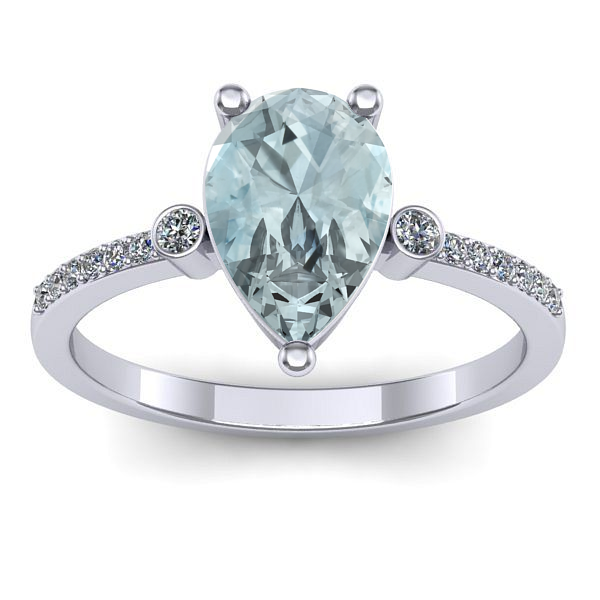 Inel logodna cu aquamarin lacrima