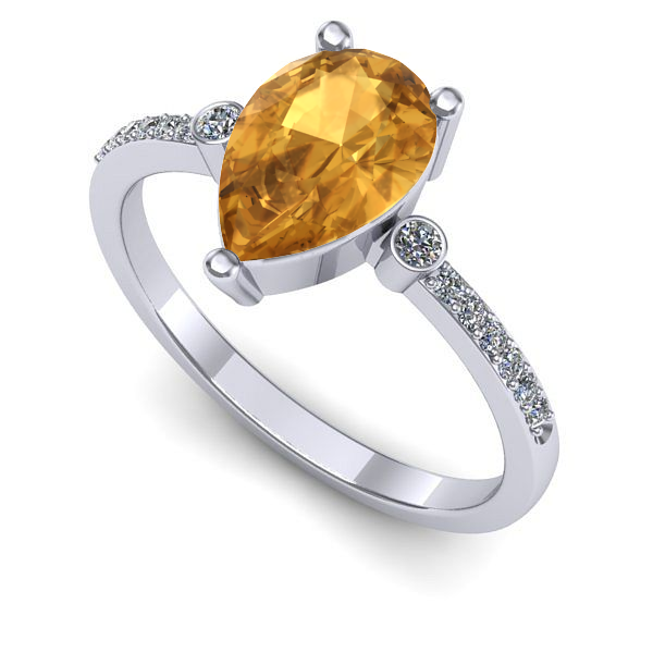 Inel logodna din aur alb cu citrin