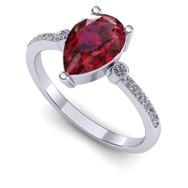 Inel logodna din aur alb cu rubin