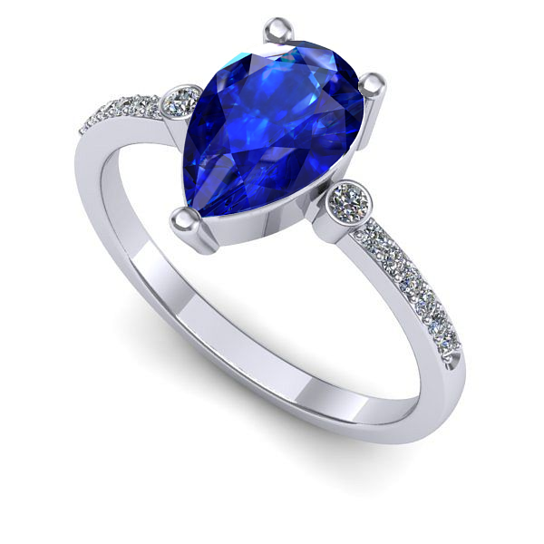 Inel logodna din aur alb cu safir