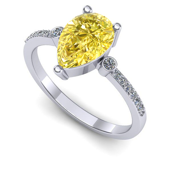 Inel din aur alb cu safir galben