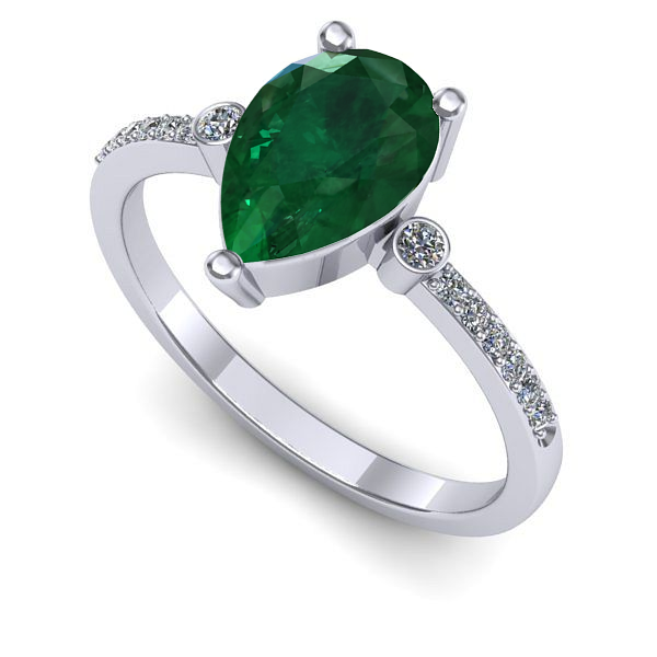 Inel din aur alb cu smarald