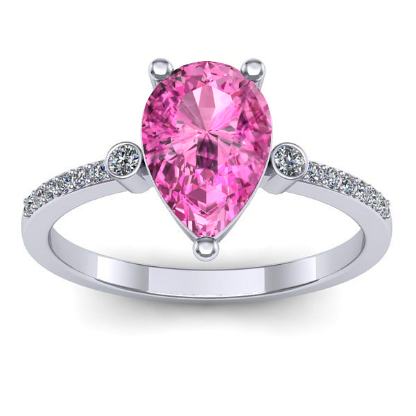 Inel logodna cu safir roz lacrima