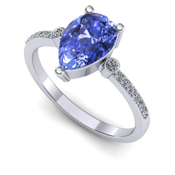 Inel de logodna din aur alb cu tanzanit